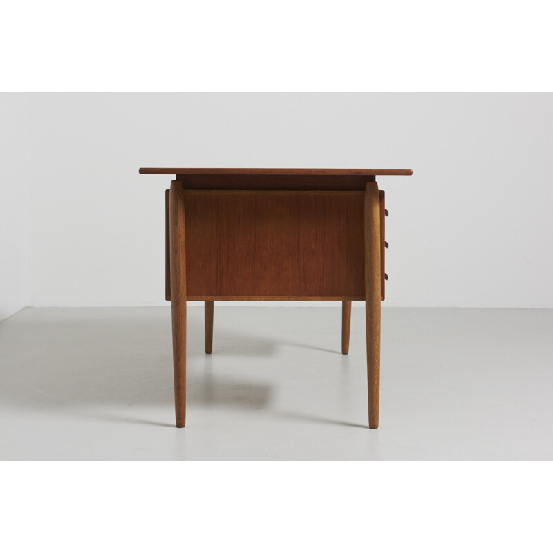 Vintage Teak desk with oak legs - 1960s