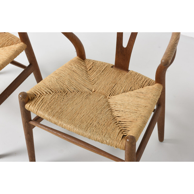 Chaises à Repas en Chêne Wishbone par Hans J. Wegner pour Carl Hansen, Danemark - 1950