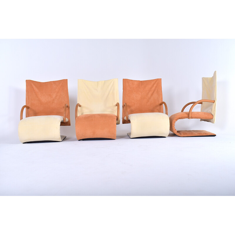 Set of 4 mid-century Zen armchairs by Claude Brisson - 1980s