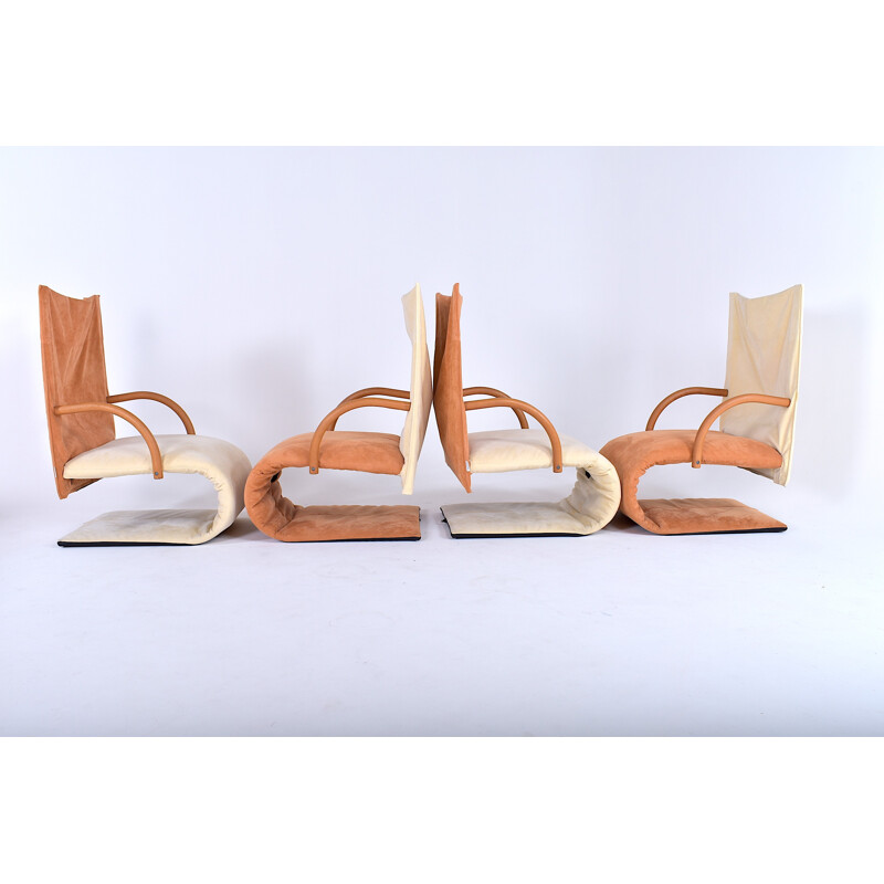 Set of 4 mid-century Zen armchairs by Claude Brisson - 1980s