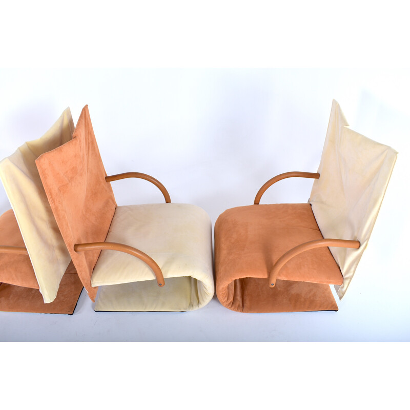 Set of 4 mid-century Zen armchairs by Claude Brisson - 1980s
