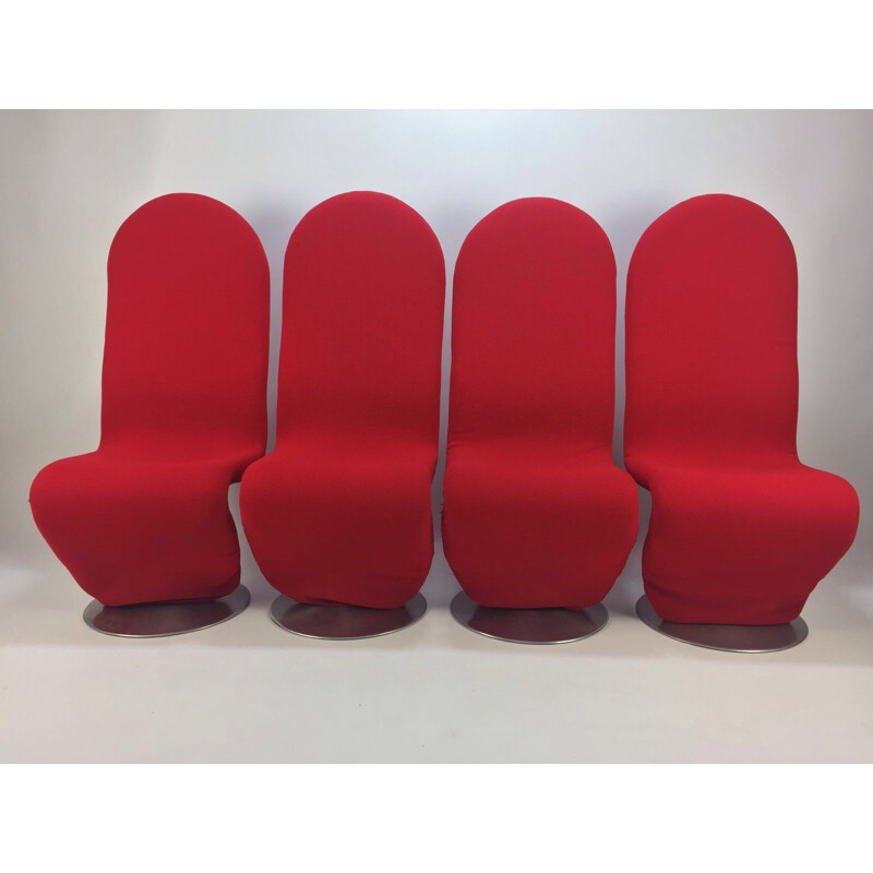 Set of 4 vintage System 1-2-3 chairs by Verner Panton for Fritz Hansen, 1970