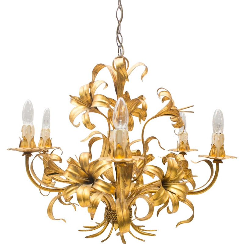 Vintage gold chandelier by Hans Kögl, 1960