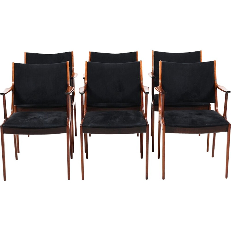 Vintage Set of 6 Dining Chairs in Rosewood by Johannes Andersen for Uldum Møbelfabrik - 1960s