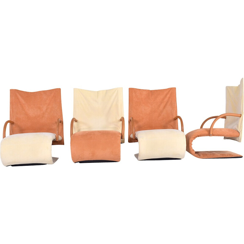 Set of 4 mid-century Zen armchairs by Claude Brisson - 1980s