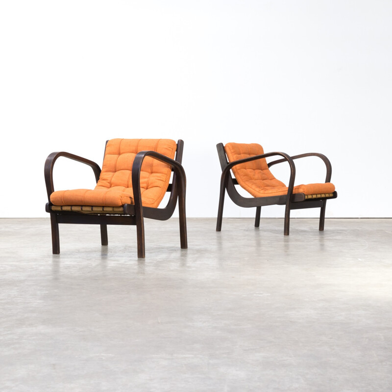 Vintage set of 2 armchairs by Karel Kozelka & Antonin Kropacek fauteuils - 1940s