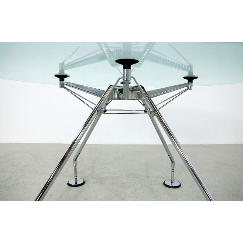 Vintage glass table by Sir Norman Foster for Tecno SPA - 1980s