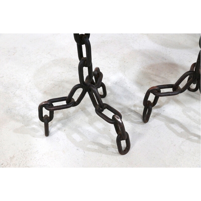 Set of 6 Vintage Metal Anchor Chain Barstools - 1970s