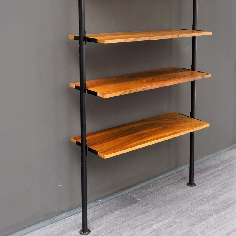 Vintage shelf room divider with telescopic poles - 1960s