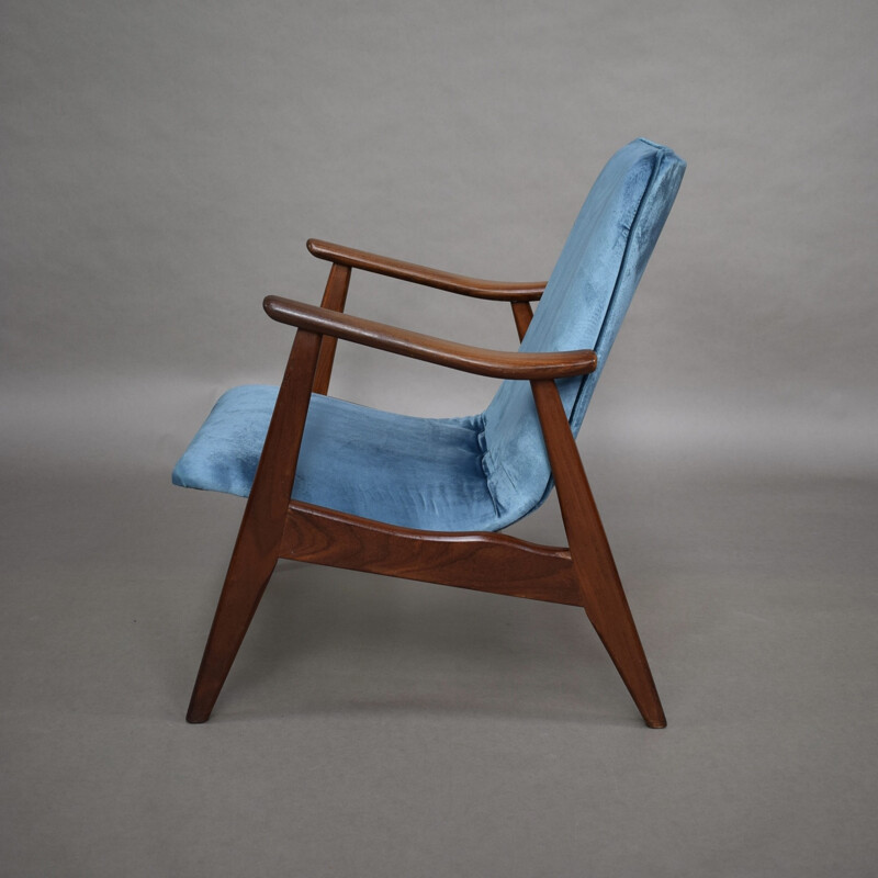 Poltrona scandinava blu di Louis Van Teeffelen per Webe - 1960