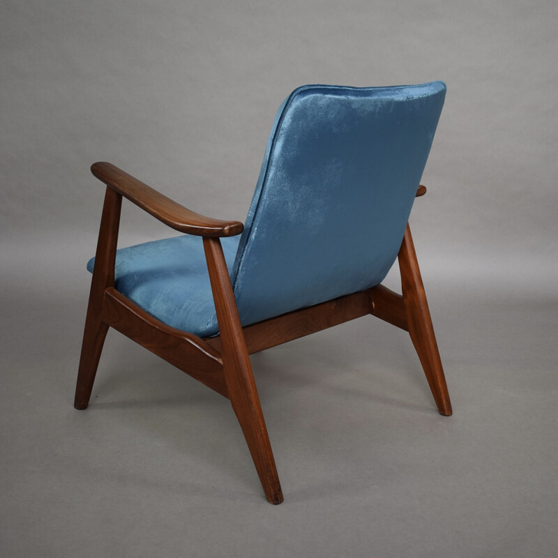 Blauer skandinavischer Lounge-Sessel von Louis Van Teeffelen für Webe - 1960