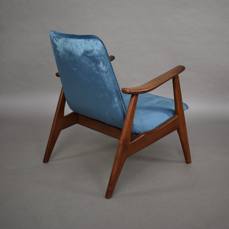 Cadeira de sala azul escandinava por Louis Van Teeffelen para Webe - 1960