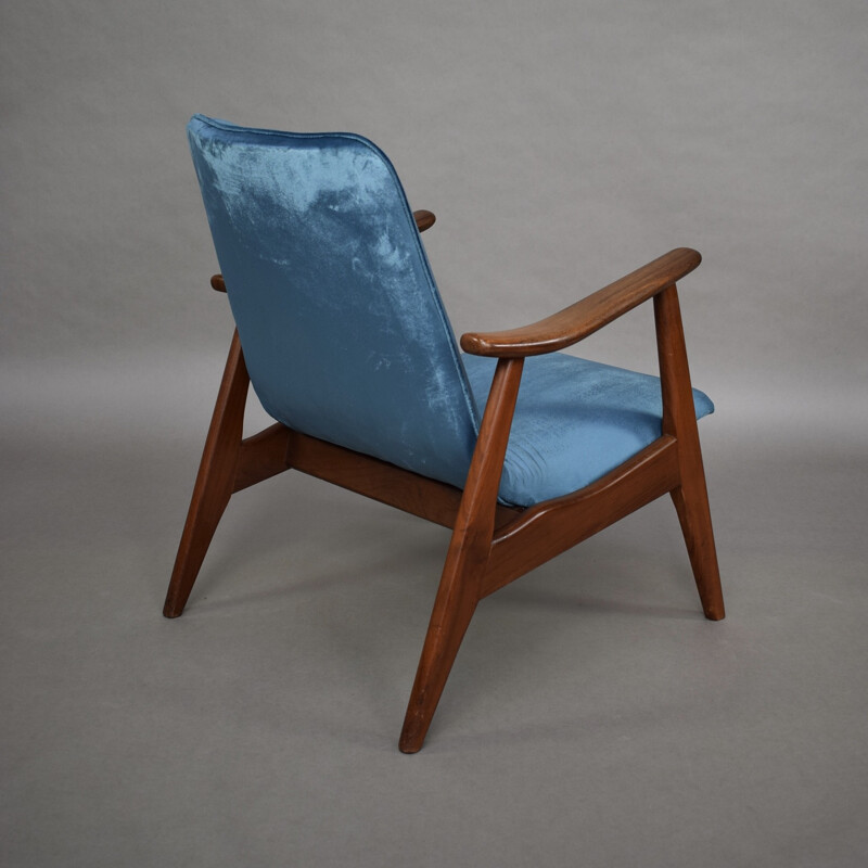 Sillón azul escandinavo de Louis Van Teeffelen para Webe - 1960