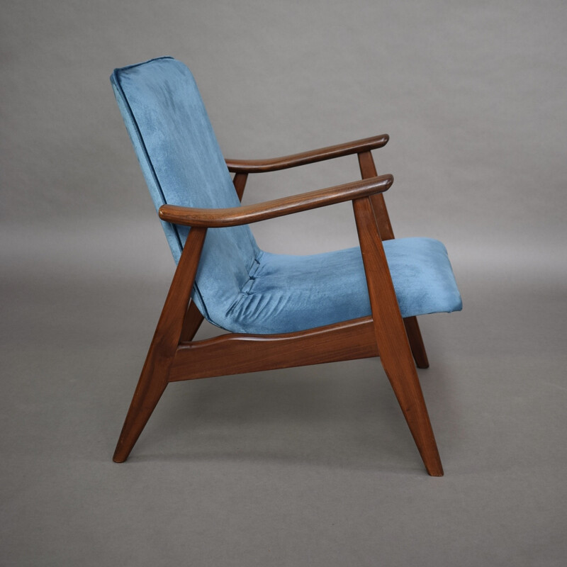 Blauer skandinavischer Lounge-Sessel von Louis Van Teeffelen für Webe - 1960