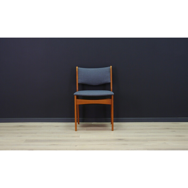 Vintage blue scandinavian chair in teak by Uldum - 1970s