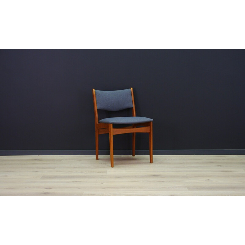 Vintage blue scandinavian chair in teak by Uldum - 1970s