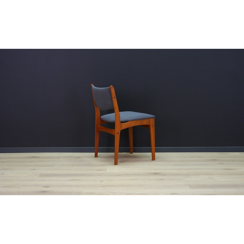 Vintage blue scandinavian chair in teak by Uldum - 1970s