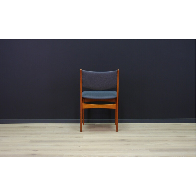 Vintage blue scandinavian chair in teak by Uldum - 1970s