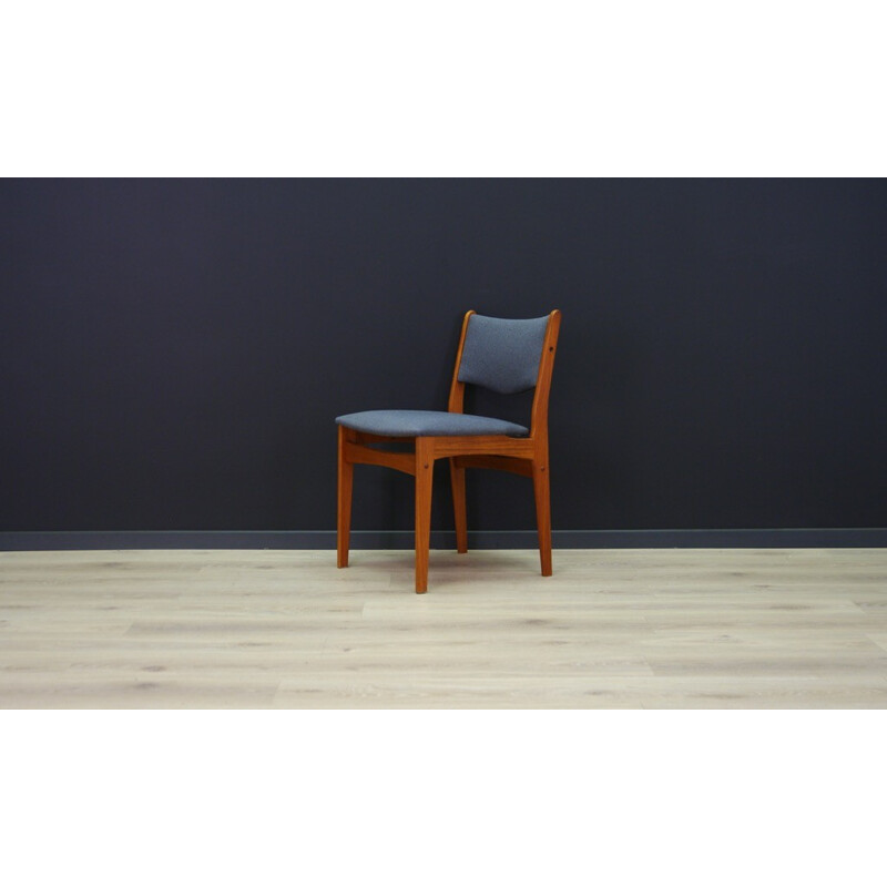 Vintage blue scandinavian chair in teak by Uldum - 1970s