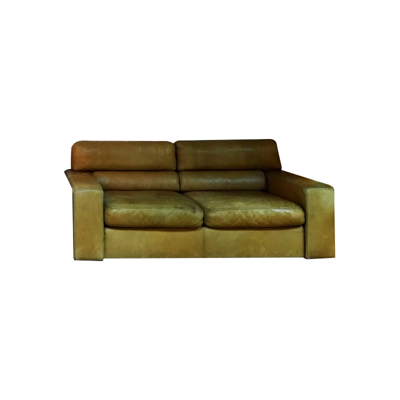 Canapé en cuir havane 2 places vintage par Durlet - 1970