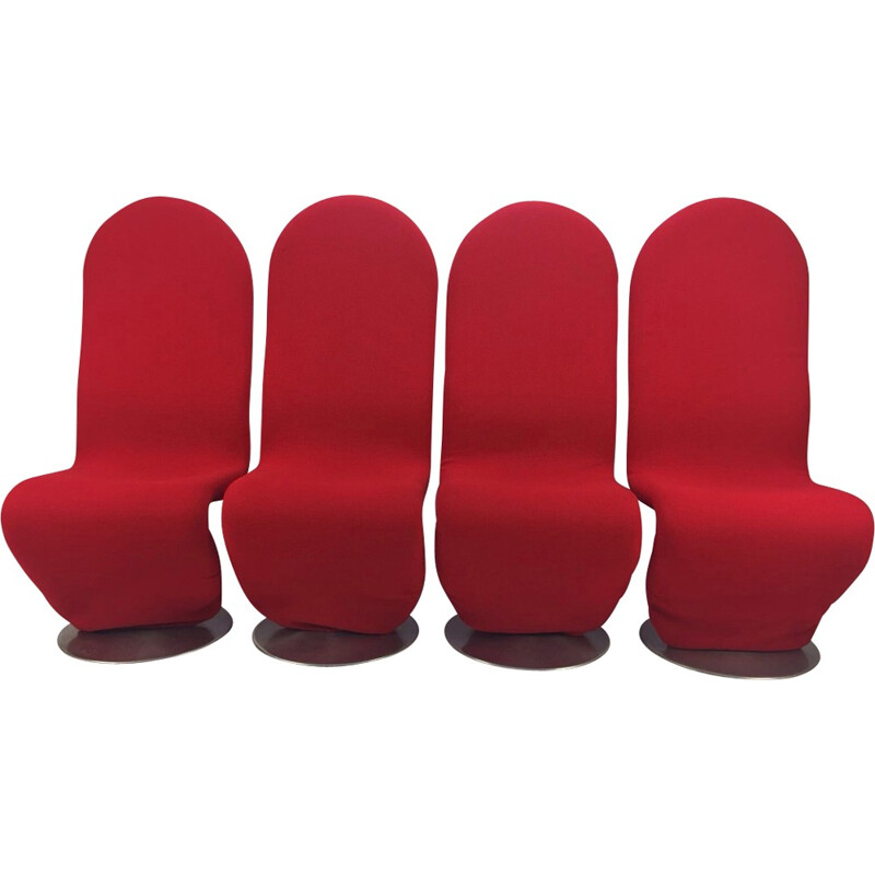 Set of 4 vintage System 1-2-3 chairs by Verner Panton for Fritz Hansen, 1970