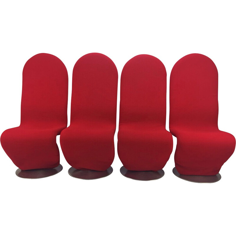 Set van 4 vintage System 1-2-3 stoelen van Verner Panton voor Fritz Hansen, 1970