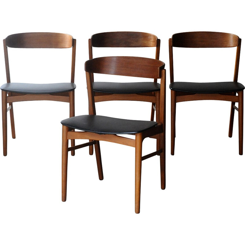 Set of 4 mid-century Scandinavian teak chairs - 1960s