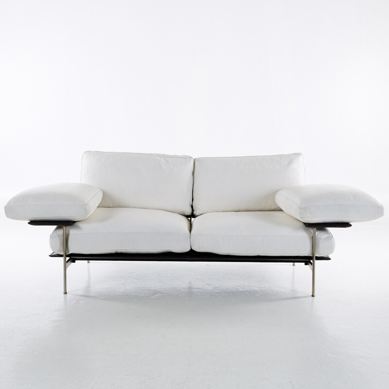 Canapé Diesis Vintage en cuir blanc par Citterio & Nava pour B&B - 1980