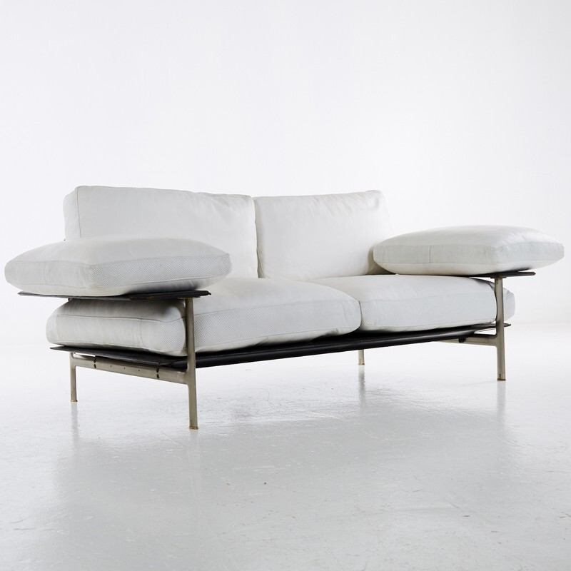 Vintage Diesis Sofa in White Leather by Citterio & Nava for B&B - 1980s