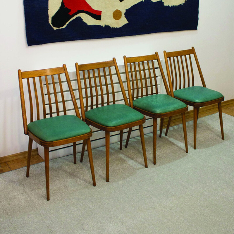 Suite de 4 Chaises à repas vintage conçues par Gábriel Frigyes pour SZKIV Budapest - 1957