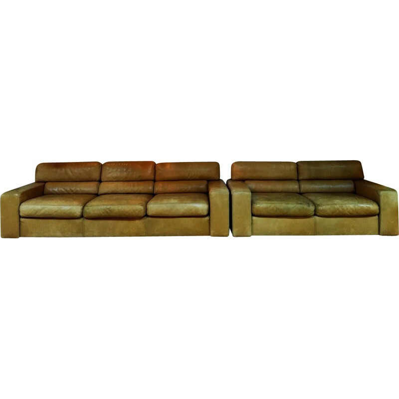 Vintage 2 seater leather sofa by Durlet - 1970s