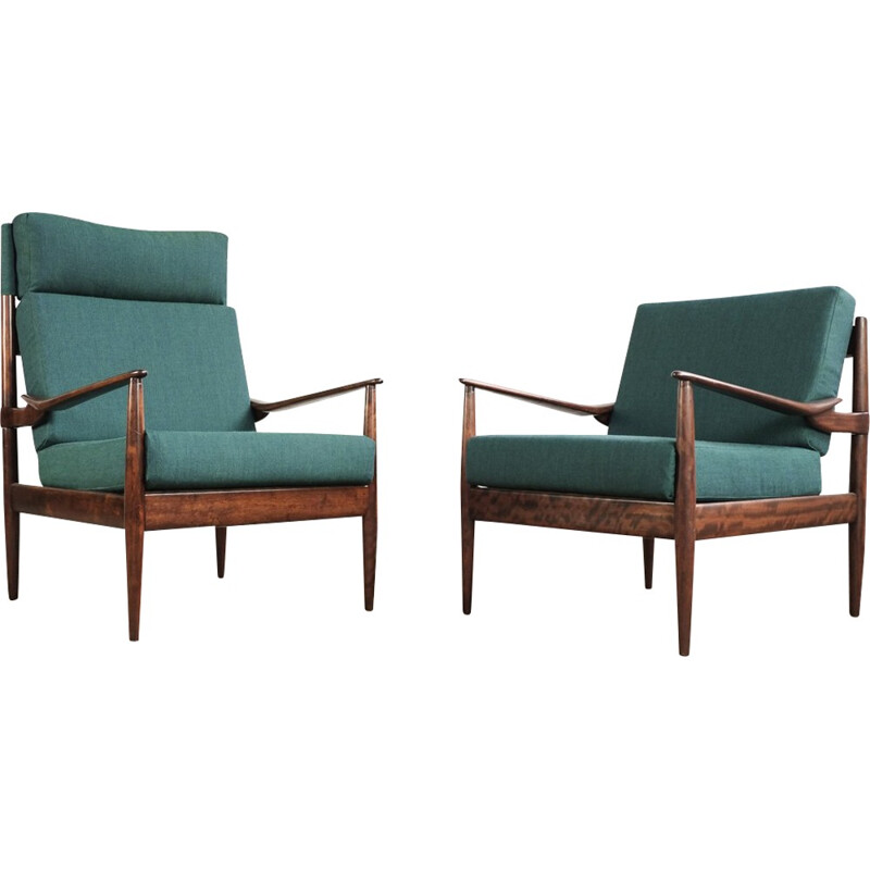  Vintage pair of armchairs in wallnut, Beka Design - 1960s