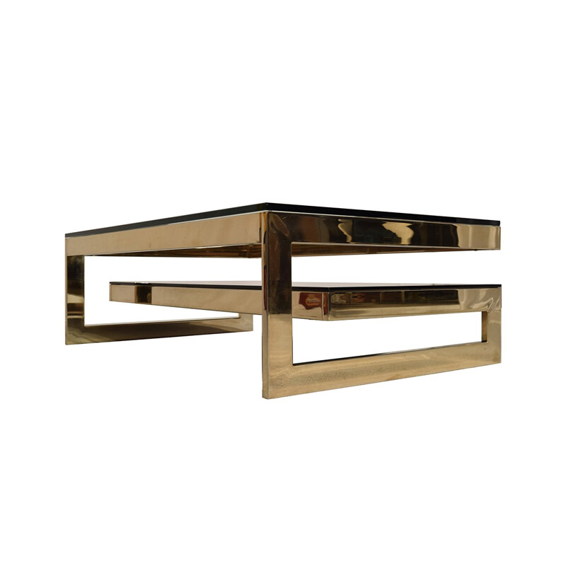 Mid-century 23 Carat Gold-Plated Coffee Table for Belgo Chrome - 1970s