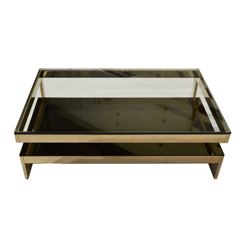 Mid-century 23 Carat Gold-Plated Coffee Table for Belgo Chrome - 1970s