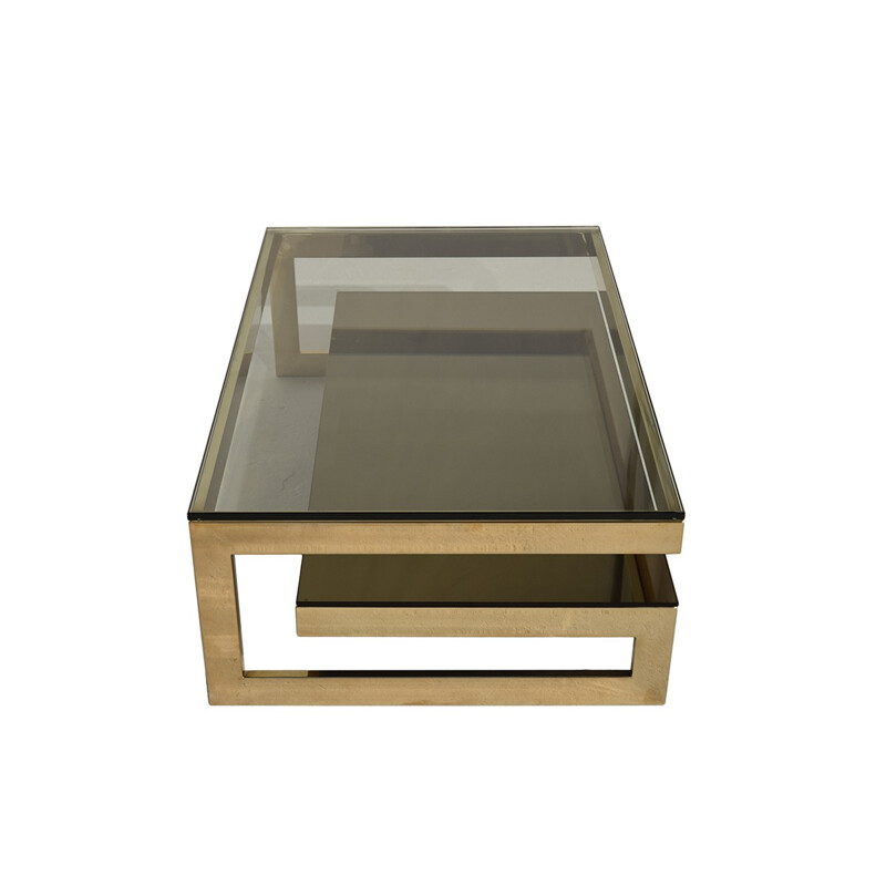 Mid-century 23 Carat Gold-Plated Coffee Table for Belgo Chrome - 1970s