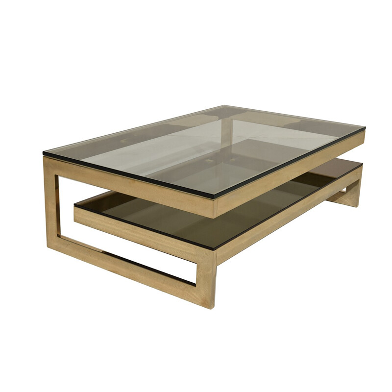 Mid-century 23 Carat Gold-Plated Coffee Table for Belgo Chrome - 1970s