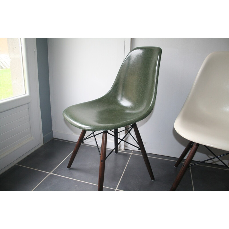 DSW forest green chair in fibreglass, EAMES - 1960s