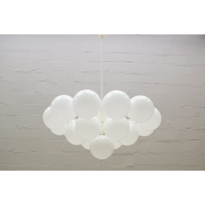 Vintage Milk-Colored Glass Chandelier - 1960s