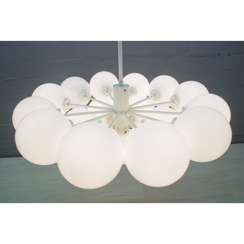 Vintage Milk-Colored Glass Chandelier - 1960s