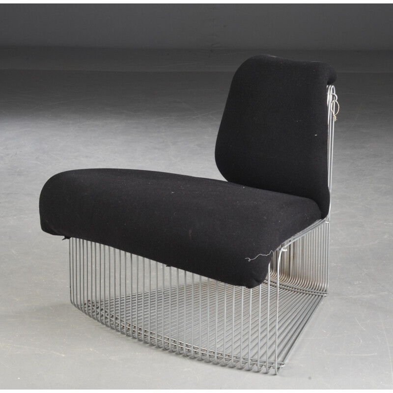 Vintage black armchair by Verner Panton - 1970s