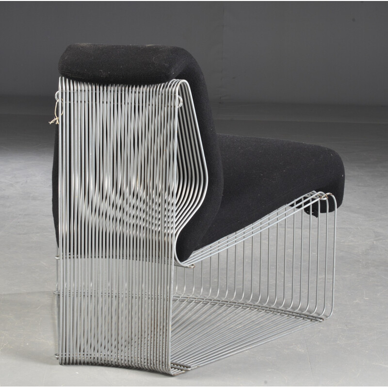 Vintage black armchair by Verner Panton - 1970s