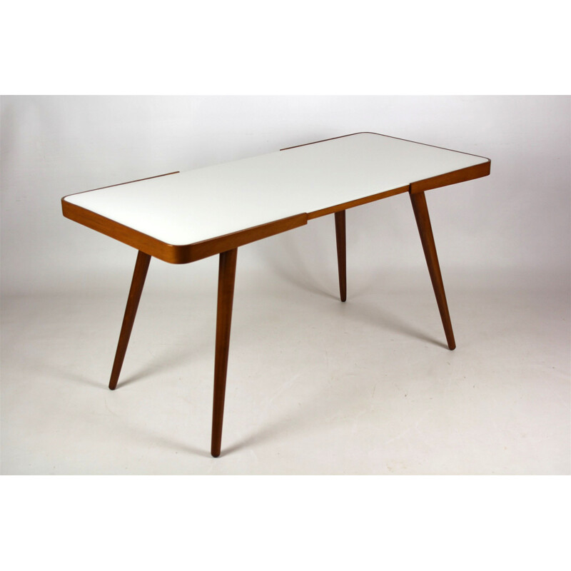 Vintage Coffee Table with White Glass Top by Jiri Jiroutek for Interier Praha - 1960s