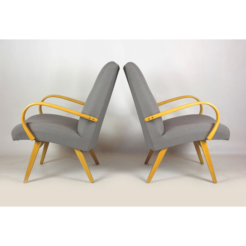 Vintage Pair of  Armchairs in Grey and Pastels - 1960s
