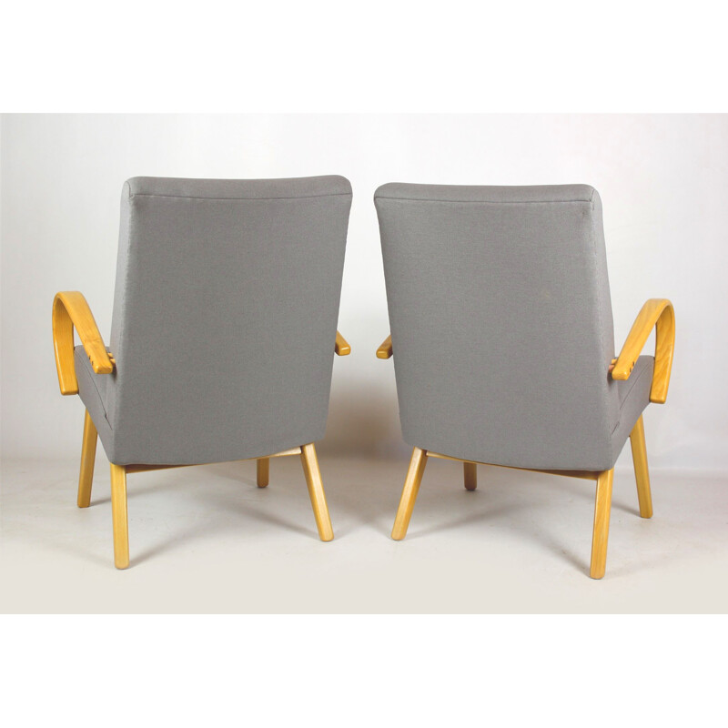 Vintage Pair of  Armchairs in Grey and Pastels - 1960s