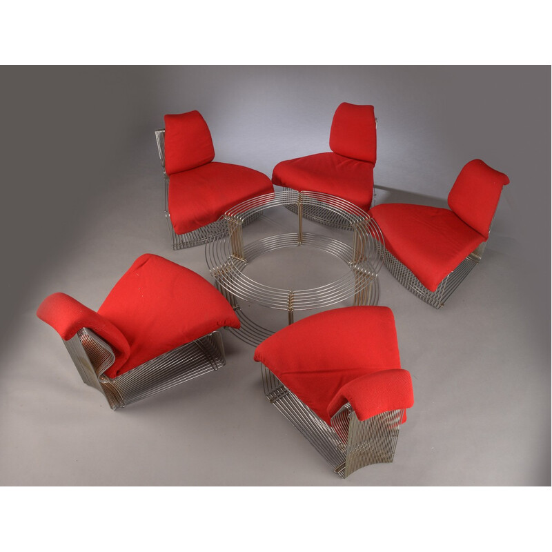 Vintage set of sofas and table by Verner Panton - 1970s