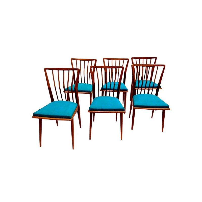 6 Chaises vintage en merisier - années 60