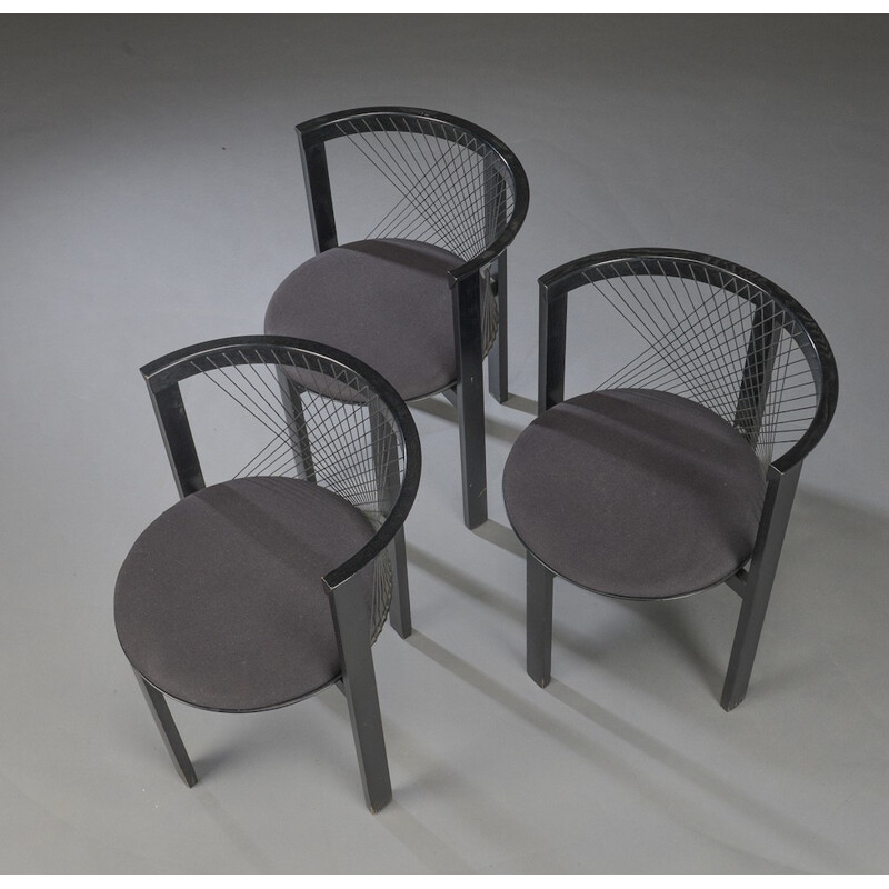 Set of 3 "String" chairs by Niels Jørgen Haugesen pour Tranekaer Furniture - 1980s