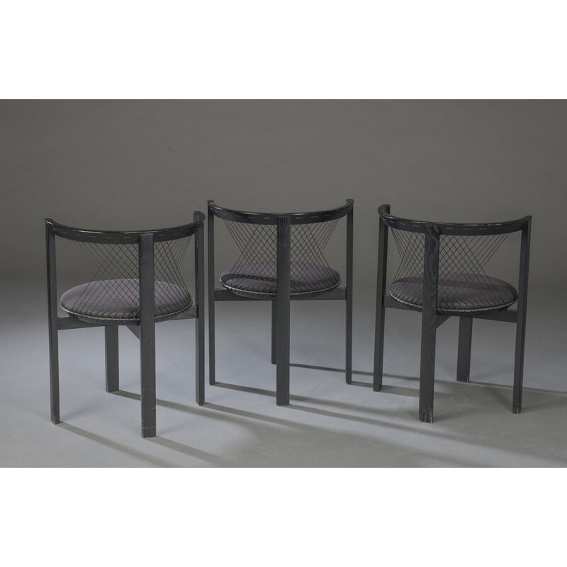 Set of 3 "String" chairs by Niels Jørgen Haugesen pour Tranekaer Furniture - 1980s
