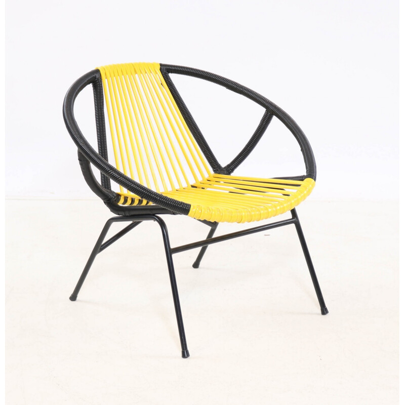 Vintage Danish Yellow Chair with black lacquered frame - 1950s
