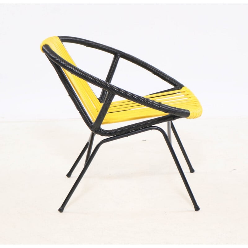 Vintage Danish Yellow Chair with black lacquered frame - 1950s